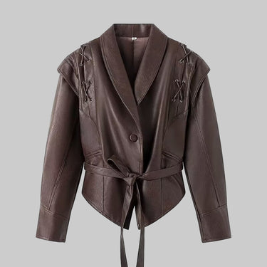 Women Autumn Winter Fashionable Leather Jacket Bomber Jacket Short Coat - Modestly Vogue